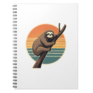 Retro Luiaard Zonsondergang Vector Kunst aan de Wa Notitieboek