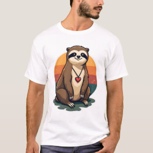 Retro luiaardhart schattige retro dier illustratie t-shirt