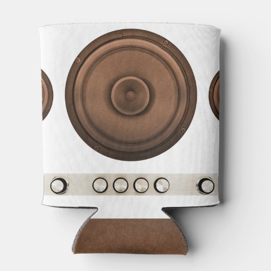 Retro luidsprekers: bruin, geïsoleerd wit. blikjeskoeler (Achterkant)