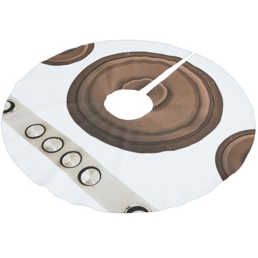 Retro luidsprekers: bruin, geïsoleerd wit. kerstboom rok (Gekanteld)