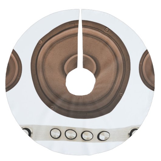 Retro luidsprekers: bruin, geïsoleerd wit. kerstboom rok (Voorkant)