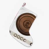 Retro luidsprekers: bruin, geïsoleerd wit. kleine kerstsok (Voorkant (Hangend))