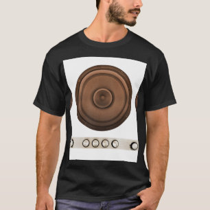 Retro luidsprekers: bruin, geïsoleerd wit. t-shirt