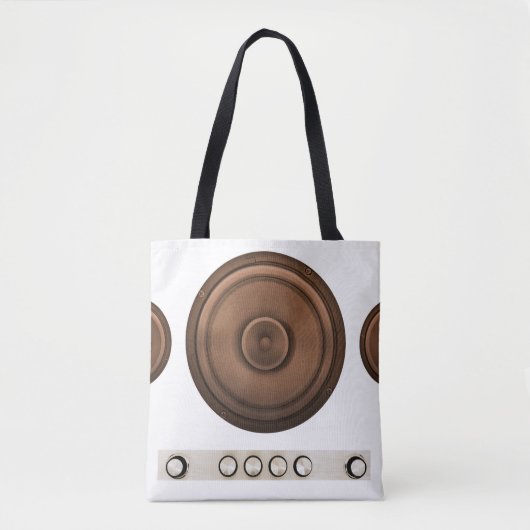 Retro luidsprekers: bruin, geïsoleerd wit. tote bag (Voorkant)