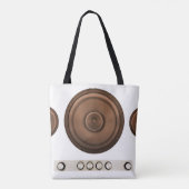 Retro luidsprekers: bruin, geïsoleerd wit. tote bag (Achterkant)