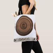 Retro luidsprekers: bruin, geïsoleerd wit. tote bag (Dichtbij)