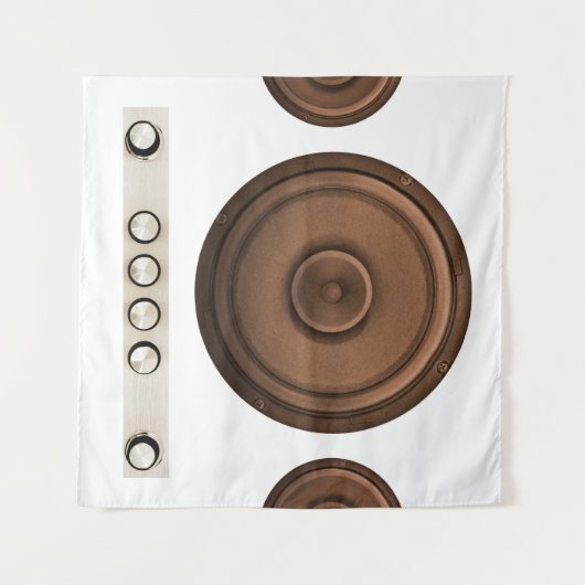 Retro luidsprekers: bruin, geïsoleerd wit. wandkleed (Voorkant (horizontaal))