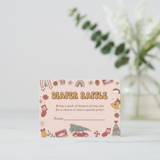 Retro Luier Raffle Kerstmis Santa Baby shower Informatiekaartje (Staand voorkant)