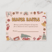 Retro Luier Raffle Kerstmis Santa Baby shower Informatiekaartje (Voorkant)