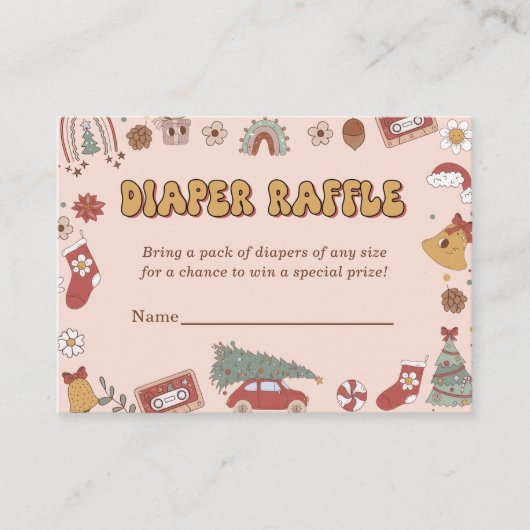 Retro Luier Raffle Kerstmis Santa Baby shower Informatiekaartje (Voorkant)