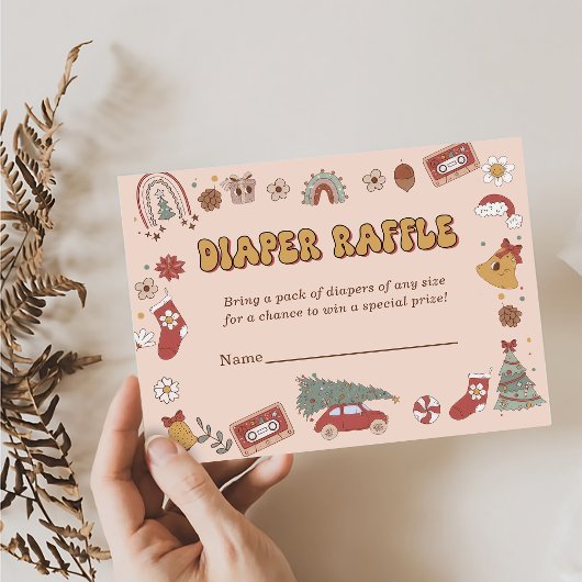Retro Luier Raffle Kerstmis Santa Baby shower Informatiekaartje