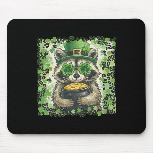 Retro Luipaard Grappige St. Patrick's Dag Wasbeer  Muismat (Voorkant)