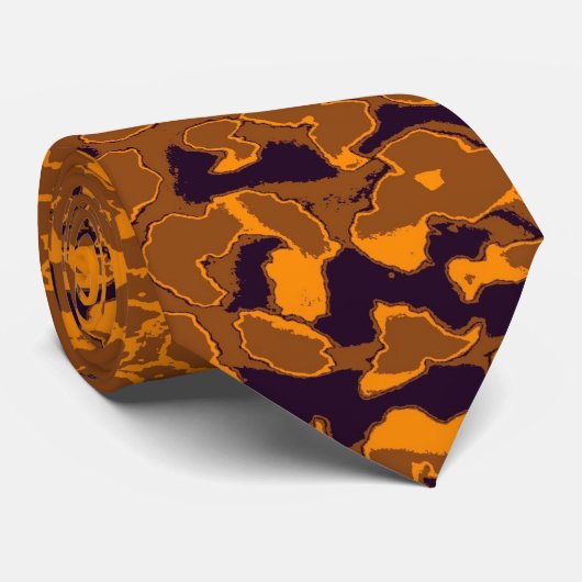 Retro-luipaard (Oranje, bruin) Stropdas (Opgerold)