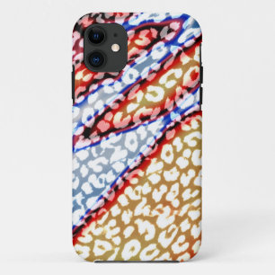 Retro-luipaard (rood, blauw, geel) Case-Mate iPhone case