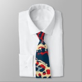 Retro Luipaardprint Huid (Blauw en rood) Stropdas (Gebonden)
