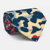 Retro Luipaardprint Huid (Blauw en rood) Stropdas (Opgerold)