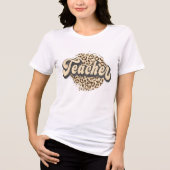 Retro Luipaardprint I Schattige Leraar Tri-Blend Shirt (Voorkant)