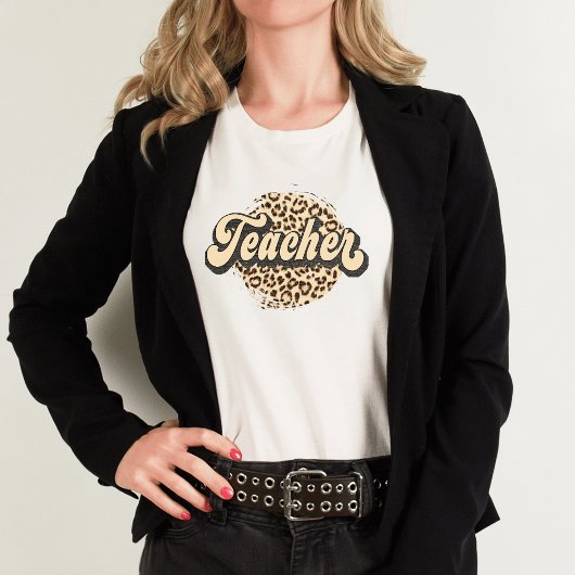 Retro Luipaardprint I Schattige Leraar Tri-Blend Shirt