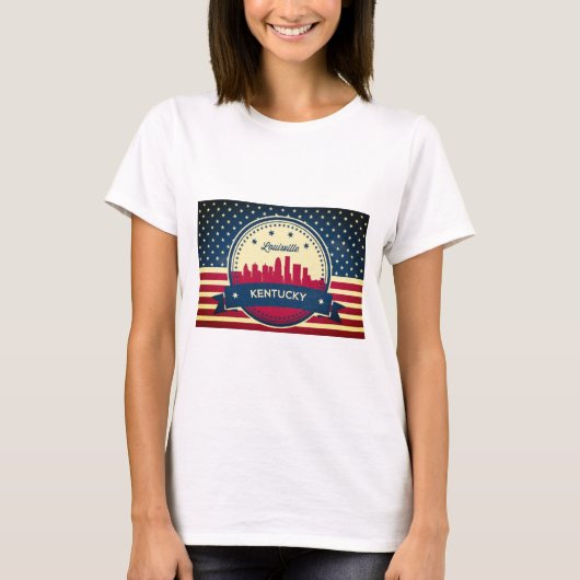 Retro Luisviile Kentucky Skyline T-shirt (Voorkant)