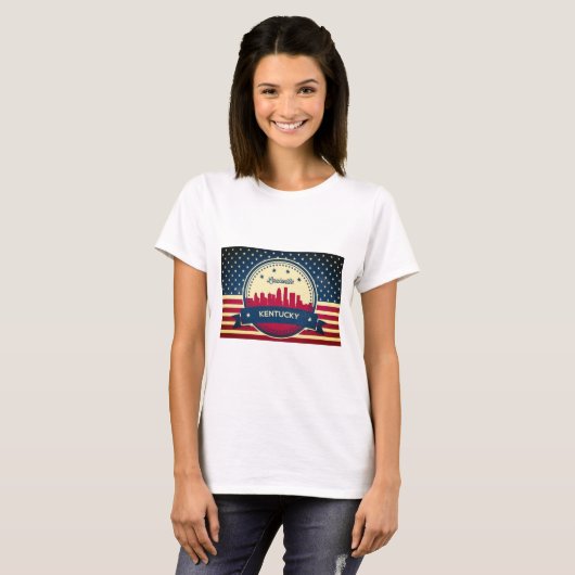 Retro Luisviile Kentucky Skyline T-shirt (Voorkant volledig)