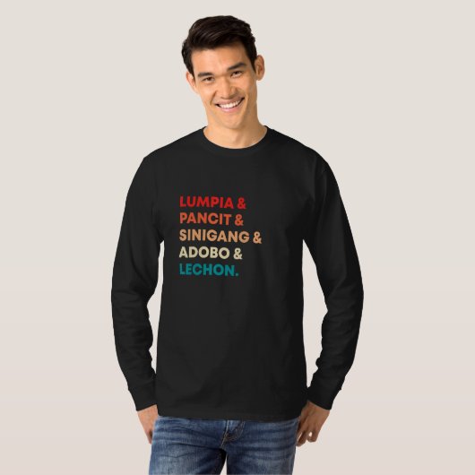 Retro Lumpia Pancit Sinigang Adobo Lechon Filipino T-shirt (Voorkant volledig)