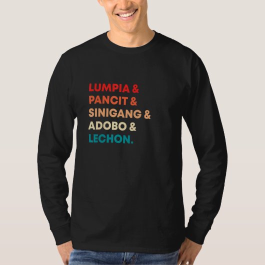 Retro Lumpia Pancit Sinigang Adobo Lechon Filipino T-shirt (Voorkant)