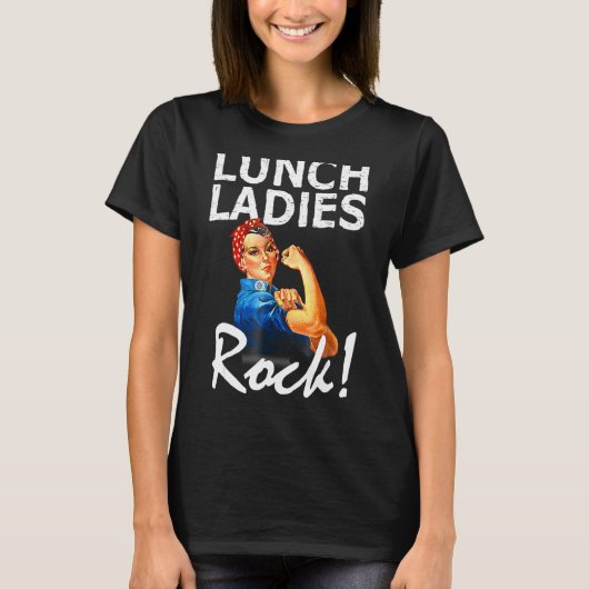 Retro Lunch Dames Rock Lunch Lady Quad terug naar T-shirt (Voorkant)