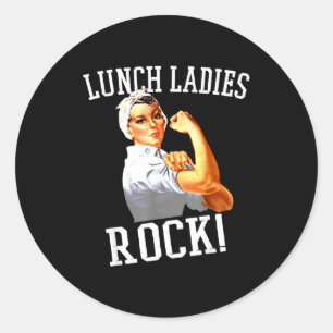 Retro lunchdames rocken cafetariamedewerkster Funn Ronde Sticker