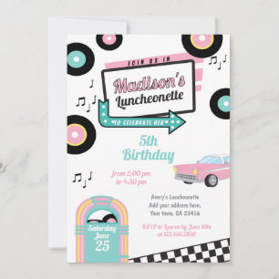 Retro Luncheonette Diner Feest Uitnodiging