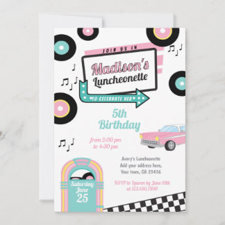 Retro Luncheonette Diner Feest Uitnodiging
