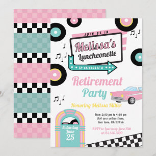 Retro Luncheonette Diner Feest Uitnodiging