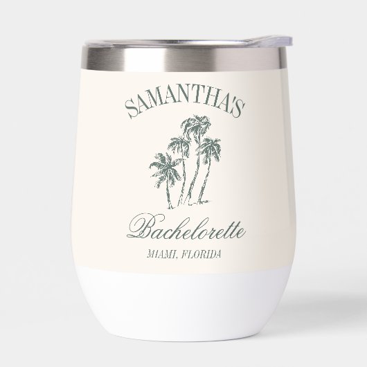 Retro Luxe Beach Bachelorette Logo Palmbomen (Links)