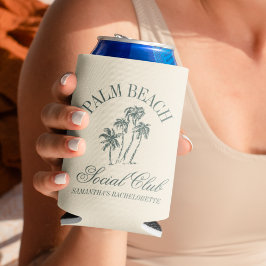 Retro Luxe Beach Bachelorette Logo Palmbomen Blikjeskoeler