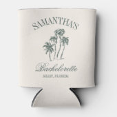 Retro Luxe Beach Bachelorette Logo Palmbomen Blikjeskoeler (Voorkant)