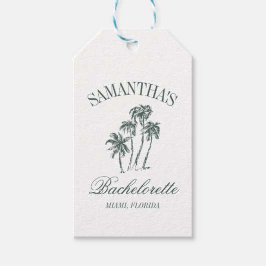 Retro Luxe Beach Bachelorette Logo Palmbomen Cadeaulabel (Voorkant)