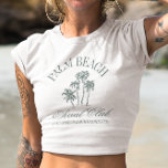 Retro Luxe Beach Bachelorette Social Club Logo T-shirt<br><div class="desc">Retro Luxe Strand Bachelorette Logo Social Club Esthetische Palm Trees Aangepaste Bachelorette Party Shirten</div>