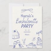 Retro Luxe Beach | Bewerkbare Bachelorette Kaart (Voorkant)