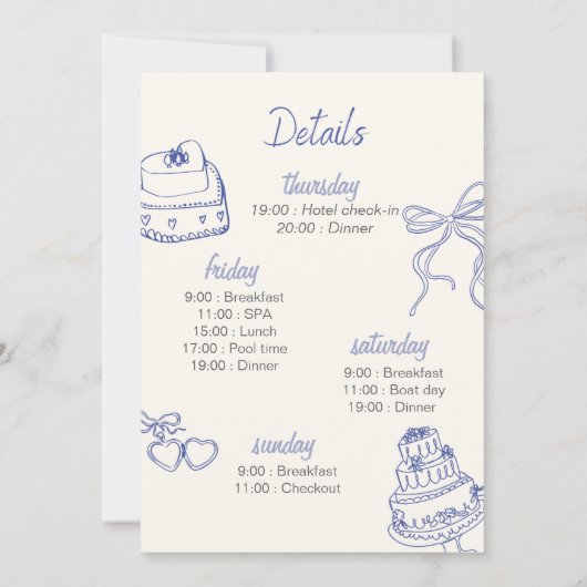 Retro Luxe Beach | Bewerkbare Bachelorette Kaart (Achterkant)