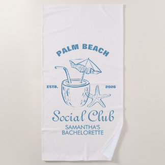 Retro Luxe Beach Social Club Logo Bachelorette Strandlaken
