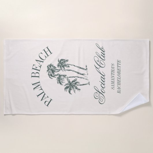 Retro Luxe Beach Social Club Logo Bachelorette Strandlaken (Voorkant)
