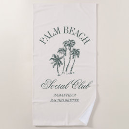 Retro Luxe Beach Social Club Logo Bachelorette Strandlaken