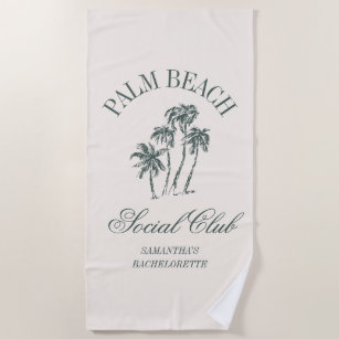 Retro Luxe Beach Social Club Logo Bachelorette Strandlaken