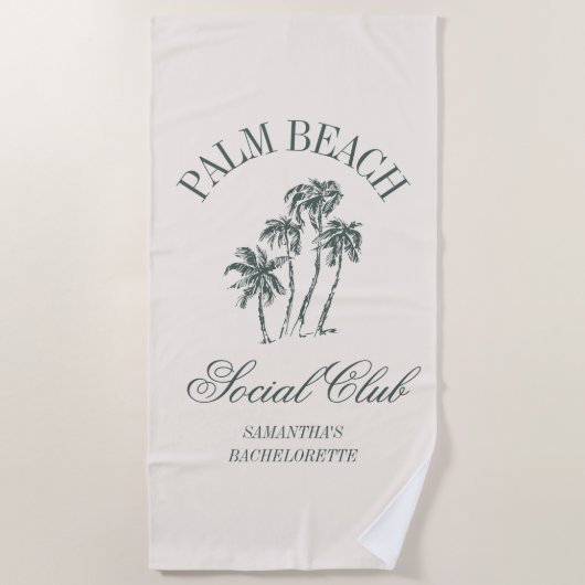 Retro Luxe Beach Social Club Logo Bachelorette Strandlaken (Voorkant)