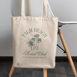 Retro Luxe Beach Social Club Logo Bachelorette Tote Bag