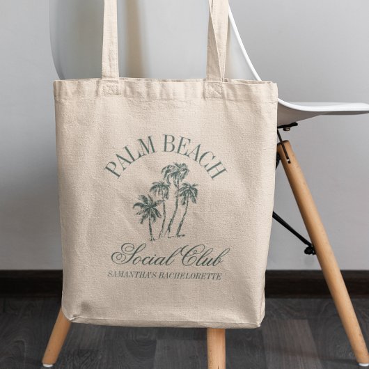 Retro Luxe Beach Social Club Logo Bachelorette Tote Bag