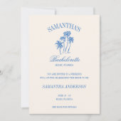 Retro Luxe Blauw Strand Bachelorette Logo Meisjes Kaart (Voorkant)