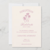 Retro Luxe Roze Palmen Bachelorette Logo Meisjes T Kaart (Voorkant)