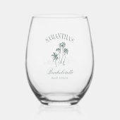 Retro Luxe Strand Bachelorette Logo Meisjes Trip Wijnglas Zonder Voet (Voorkant)