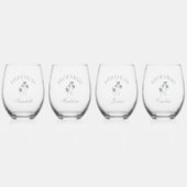 Retro Luxe Strand Palm Bomen Bruidsmeisjes Namen Wijnglas Zonder Voet (Voorkant)