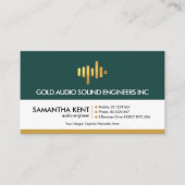 Retro Lyers Gold Sound Wave Audio Engineer Visitekaartje (Voorkant)